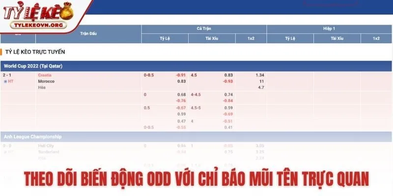 Hiểu ý nghĩa các mũi tên báo hiệu biến động odds